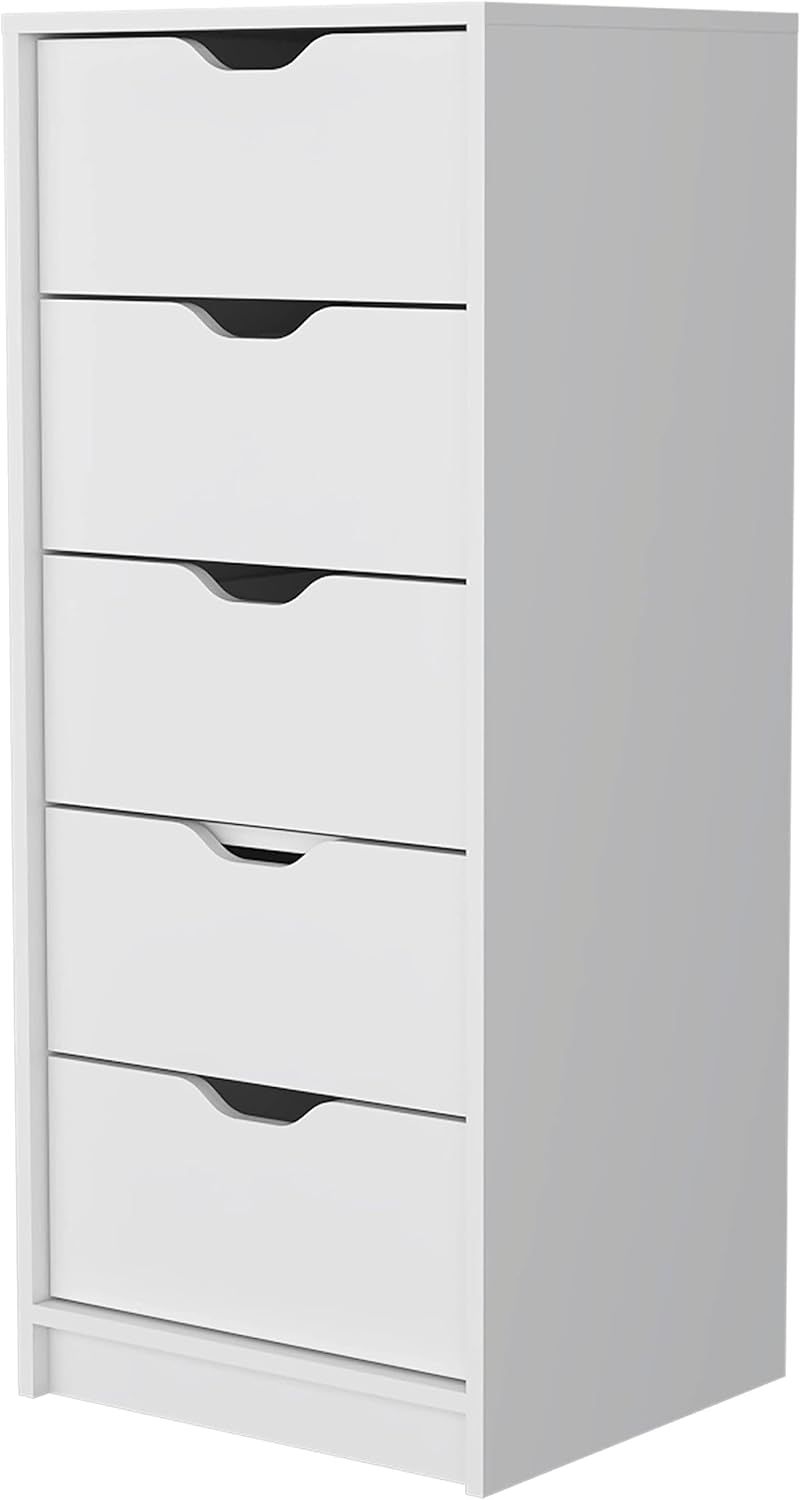 Amazon.com: Fm Furniture Dillon Narrow 5 Drawer Dresser, Tall Chest Of Drawers,White : Home ... throughout Dillon 5 Narrow Drawer Dresser, Tall Chest Of Drawers