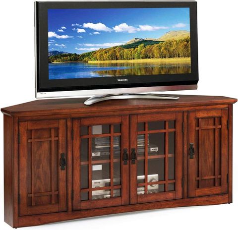 Amazon.com: Leick Home 82386 Solid Wood Mission Oak Four Door Corner Tv ... regarding Crafting a Cozy Entertainment Space with the Leick Mission TV Stand