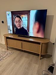 Amazon.com: Modway Cadence Fluted Wood Grain 71&quot; Tv Stand In Oak : Home ... inside Bringing Warmth Home The Cadence 71&quot; Curved TV Stand in Natural Oak