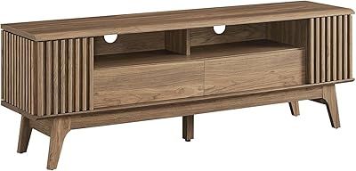 Amazon.com: Modway Cadence Fluted Wood Grain 71&quot; Tv Stand In Oak : Home ... intended for Bringing Warmth Home The Cadence 71&quot; Curved TV Stand in Natural Oak
