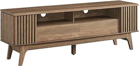 Amazon.com: Modway Cadence Fluted Wood Grain 71" Tv Stand In Oak : Home ... intended for Bringing Warmth Home The Cadence 71" Curved TV Stand in Natural Oak