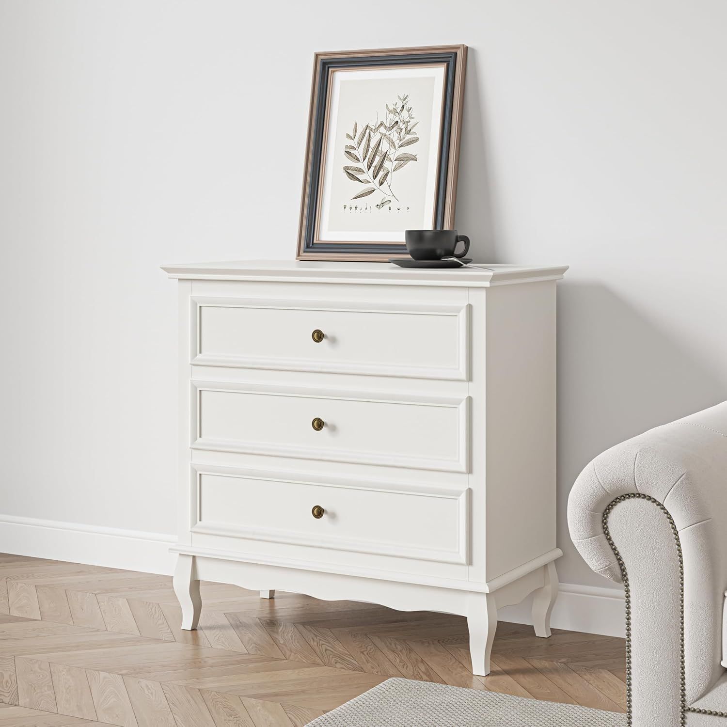 Amazon.com: Royalcraft White 3 Drawer Dresser For Bedroom, Wide Chest ... inside Understanding the Practical Benefits of Stapleton 3 Drawer Small Chest White in Modern Home Organization