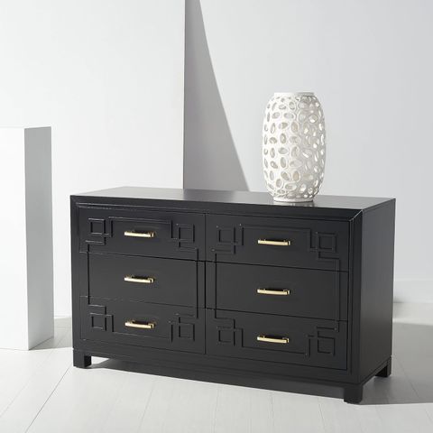 Amazon.com: Safavieh Couture Collection Raina Black/Gold 6-Drawer ... in Creating harmony in bedroom decor with neutral tones