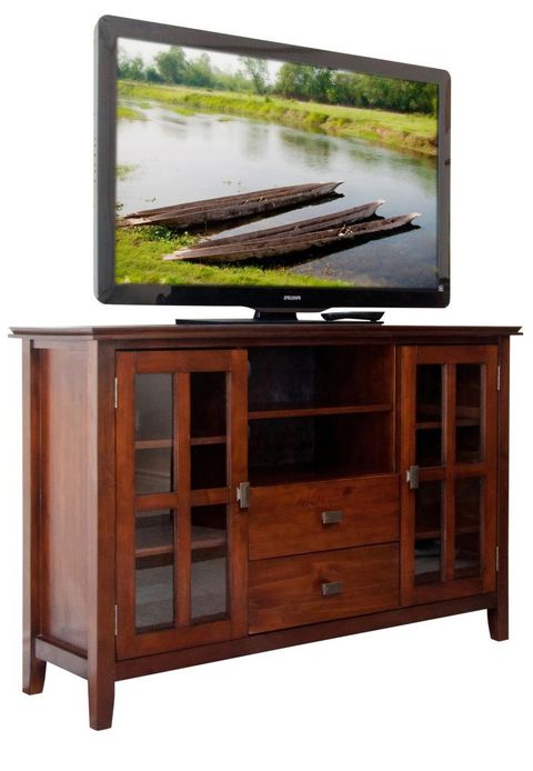 Amazon.com - Simpli Home Artisan Tv Stand, 54"W X 35"H, Medium Auburn ... in A Closer Look at the vidaXL Corona Range TV Stand Durability and Design