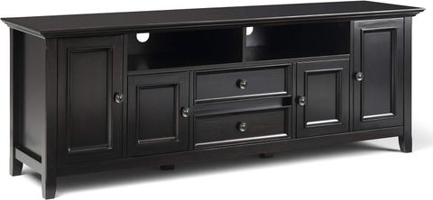 Amazon.com: Simplihome Amherst 72-Inch Wide Solid Wood Tv Stand In ... in Cosmopolitan Solid Wood 72 Inch Wide Tv Media Stand For Tvs Up To 80 Inches, Black