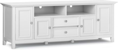 Amazon.com: Simplihome Amherst 72-Inch Wide Solid Wood Tv Stand In ... with regard to Amherst 54 Inch Wide Solid Wood Transitional Tv Stand In Antique White