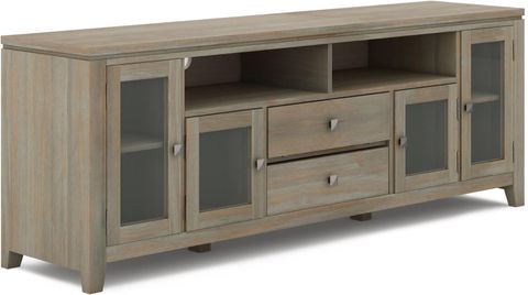 Amazon.com: Simplihome Cosmopolitan Solid Wood Universal Tv Media Stand ... in Cosmopolitan Solid Wood 72 Inch Wide Tv Media Stand For Tvs Up To 80 Inches, Black