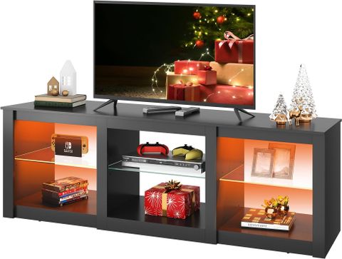 Amazon.com: Sonax Tbr-101-B Bromley Tv Bench In Ravenwood Black, For ... with regard to Maximizing Media Storage The Holland 71" Extra Wide TV Bench Explained