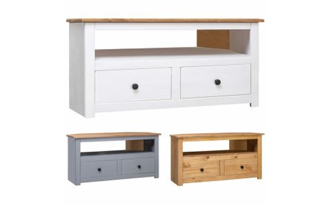 Amazon.com: Vidaxl Corner Tv Stand, Tv Unit For Living Room, Storage ... pertaining to Vidaxl Tv Stand Tv Unit With Storage Media Unit Hamar White Solid Wood Pine