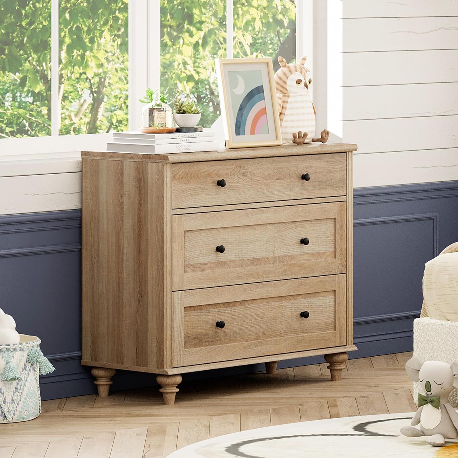 Amazon.com: Wampat Baby Dresser For Bedroom With 3 Drawers, Oak Kids ... pertaining to How Jacob Small Dresser Shaped the Evolution of Traditional Woodworking Techniques