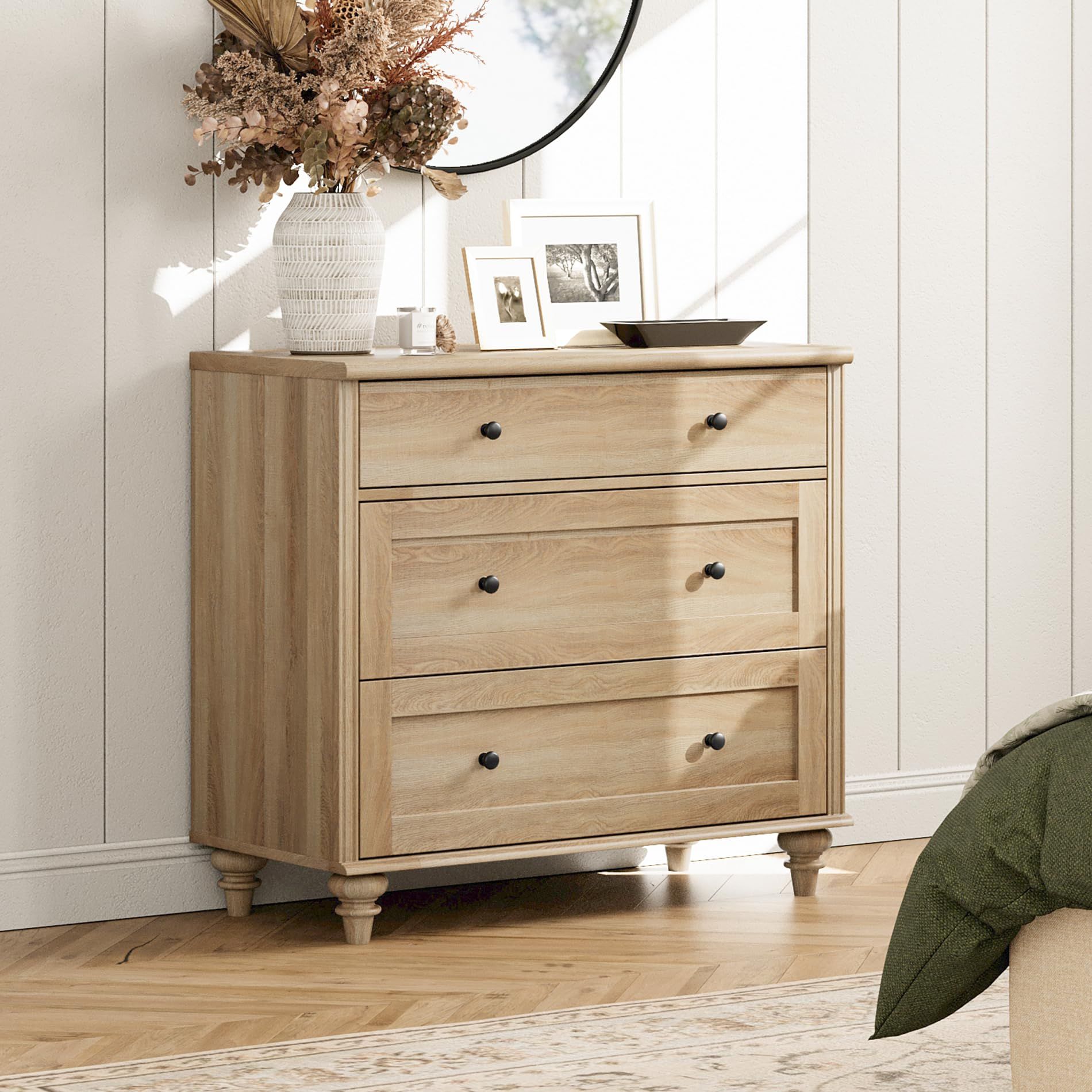 Amazon.com: Wampat Dresser For Bedroom With 3 Drawers, Oak Kids ... within Jacob Small Dresser