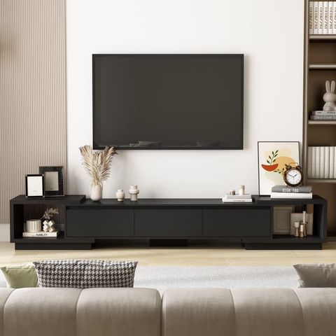 Amazon.com: Wampat Farmhouse Tv Stand For 100 Inch Tv, Wood ... for Understanding the Design Philosophy Behind Modern Media Furniture