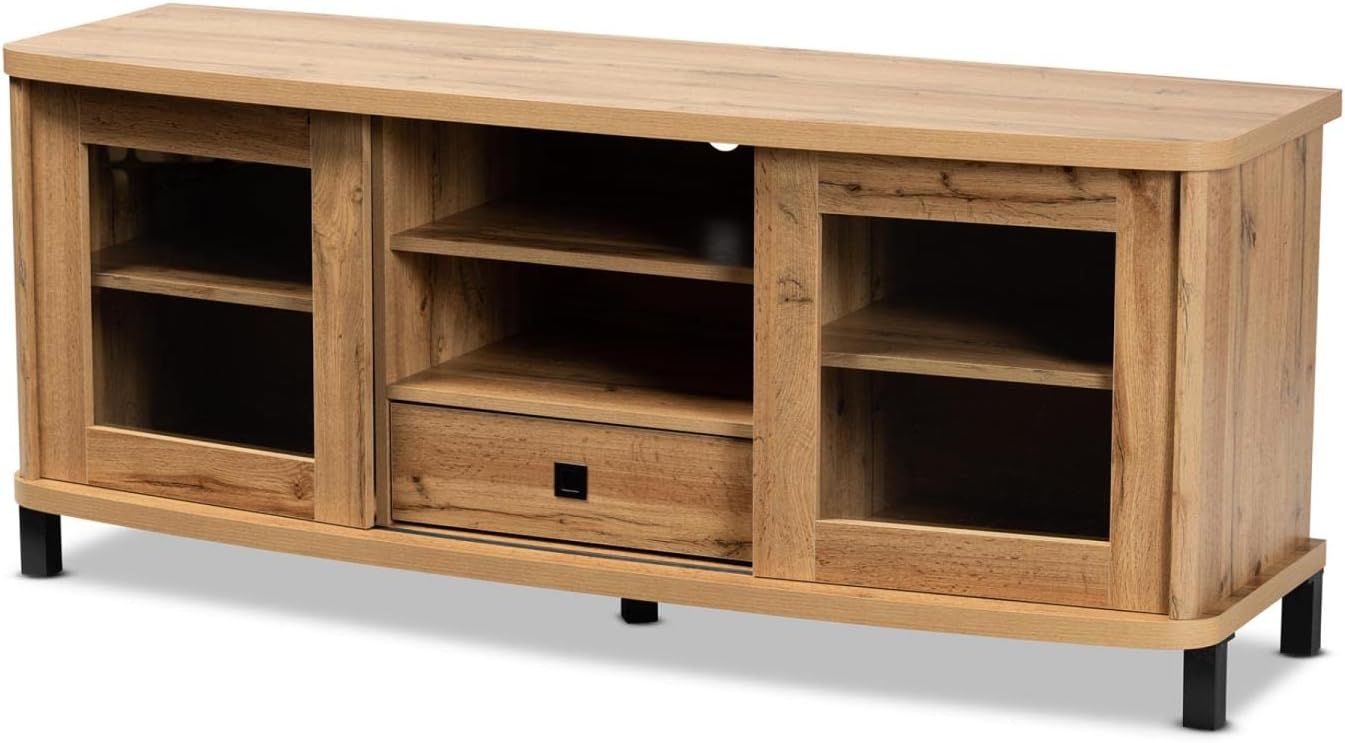 Amazon.com: Wholesale Interiors Baxton Studio Walda Oak Brown Finished ... within Contemporary Living Room Solutions with Oak Brown 1-Drawer TV Units