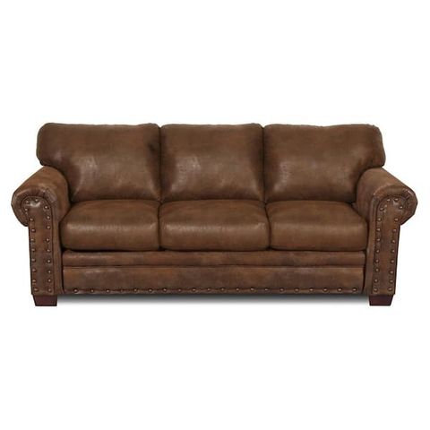 American Furniture Classics Buckskin 88 In. Round Arm 3-Seater Nailhead ... for How to Style Your Space with the Iconic Angler's Cove Sofa