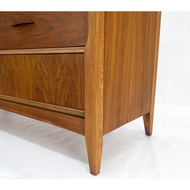 American Walnut Compact Mid-Century Modern Double Dresser 6 Drawers ... in Modern Double Dresser With Groove Handles, Walnut Stain
