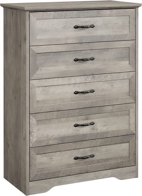 Amyove 5-Drawer Dresser, Mid Century Style, Light Grey, Tall Wood Chest ... for Urban Place 5-Drawer Dresser, Dove Gray