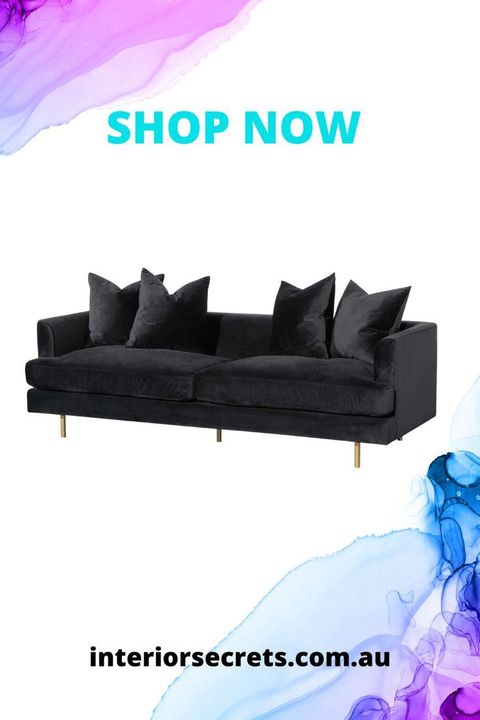 Andre 3 Seater Sofa - Black Velvet With Brushed Gold Legs | Interior ... with Velvet Sofas Beyond the Surface Exploring Comfort and Style