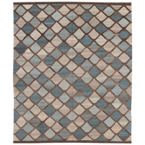 Apadana Modern Kilim Blue Handmade Geometric Wool Rug For Sale At 1Stdibs regarding The Evolution of Geometric Patterns in Traditional Rug Making
