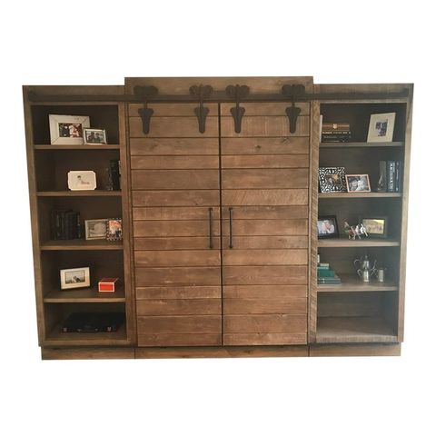 Arhaus Sliding Barn Door Media Wall Unit | Chairish regarding Unpacking the Design and Functionality of the Greenview Media Unit
