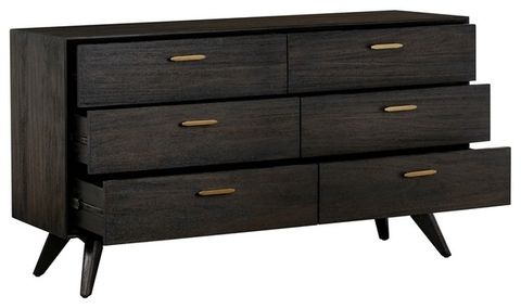 Armen Living Baly 6-Drawer Wood Dresser With Antique Brass Accents In Brown - Midcentury ... with The Armen Living Baly Dresser How Antique Brass Accents Elevate Your Space