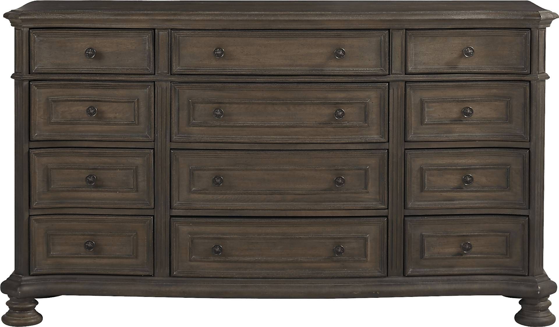 Armitage 5 Pc Dark Brown Wood Queen Bedroom Set With Dresser, Mirror, 3 ... pertaining to Duarte Dresser, Ash Brown