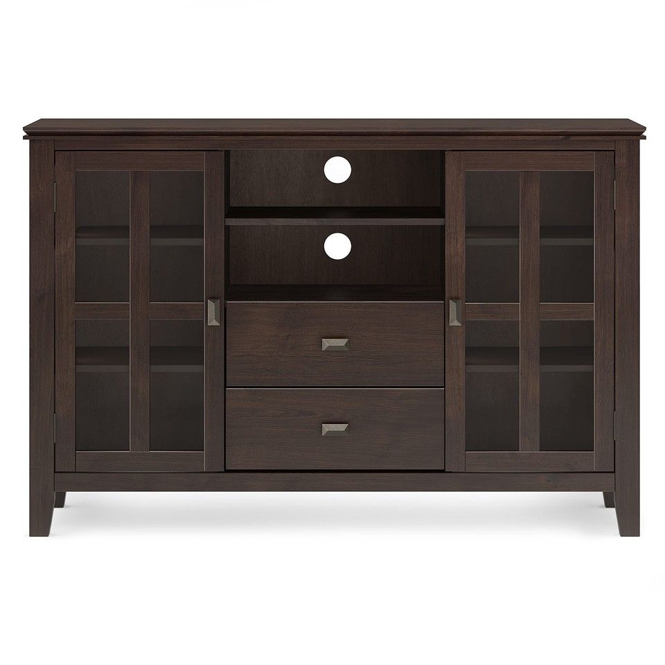 Artisan Solid Wood 53 Inch Wide Contemporary Tv Media Stand In Dark ... regarding The Enduring Appeal of Solid Wood Furniture for Your Entertainment Center