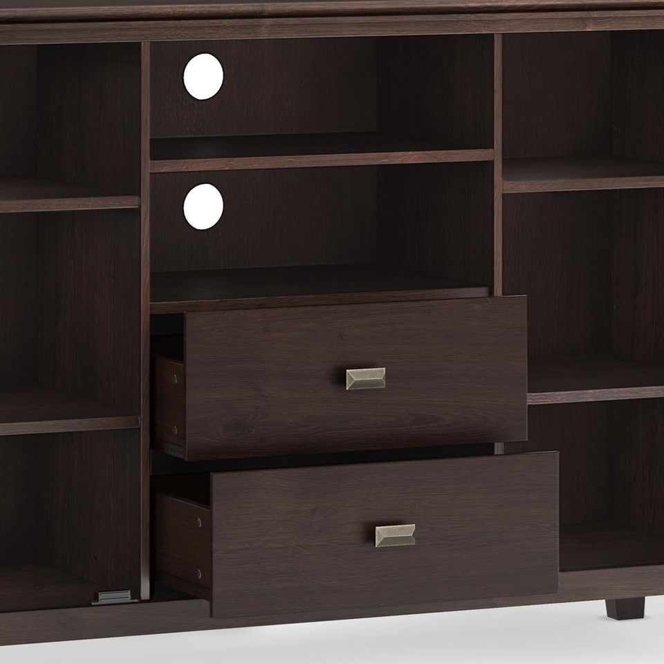 Artisan Solid Wood 53 Inch Wide Contemporary Tv Media Stand In Dark ... with regard to The Enduring Appeal of Solid Wood Furniture for Your Entertainment Center