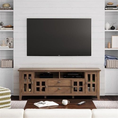 Artisan Solid Wood 72&quot; Wd Contemporary Tv Media Stand In Natural Aged ... with regard to The Enduring Appeal of Solid Wood Furniture for Your Entertainment Center