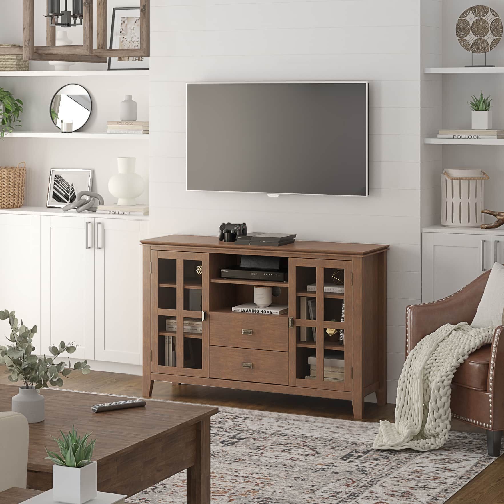 Artisan Solid Wood Tall Tv Media Stand For Tvs Up To 60 Inches ... pertaining to Artisan Solid Wood 53&quot; Wd Contemporary Tv Media Stand In White For Tvs Upto 60&quot;