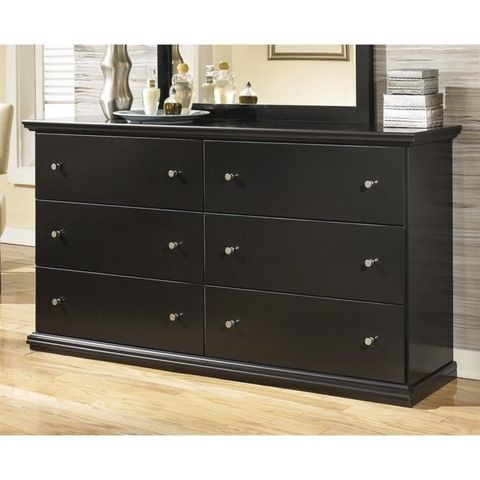 Ashley Furniture Maribel 6 Drawer Wood Double Dresser In Black ... pertaining to Ashley Furniture Realyn Engineered Wood 6 Drawer Double Dresser In Mahogany