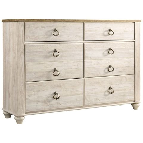 Ashley Furniture Traditional Engineered Wood 6 Drawer Double Dresser In ... inside Assembling and Caring for Your Ashley Furniture Realyn Dresser