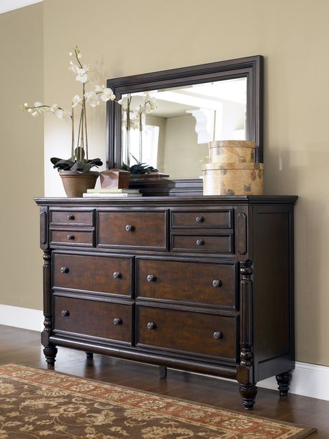 Ashley Key Town B668-31 Millennium Dresser | Mirrored Bedroom Furniture ... inside Hollis Dresser And Mirror, Toffee Brown