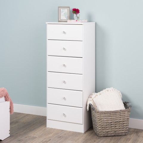 Astrid 6 Drawer Tall Chest White - Prepac | White Chest Of Drawers, 6 ... within The Art of Choosing the Right 6 Drawer Dresser W58 x D16 x H36 for Your Room