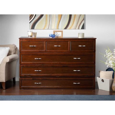 Atlin Designs Modern Solid Wood Queen Murphy Bed Chest With Mattress In ... within Atlin Designs 5-Drawer Contemporary Engineered Wood Chest In Coffee