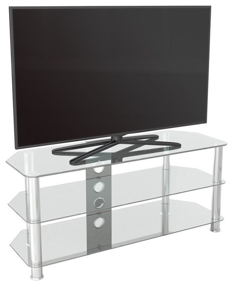 Avf Steel Glass Tv Stand With Cable Management For Up To 55&quot; Tvs In ... with Avf Steel Glass Tv Stand With Cable Management For Up To 55&quot; Tvs In Black/Chrome