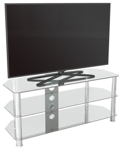 Avf Steel Glass Tv Stand With Cable Management For Up To 55" Tvs In ... with Avf Steel Glass Tv Stand With Cable Management For Up To 55" Tvs In Black/Chrome