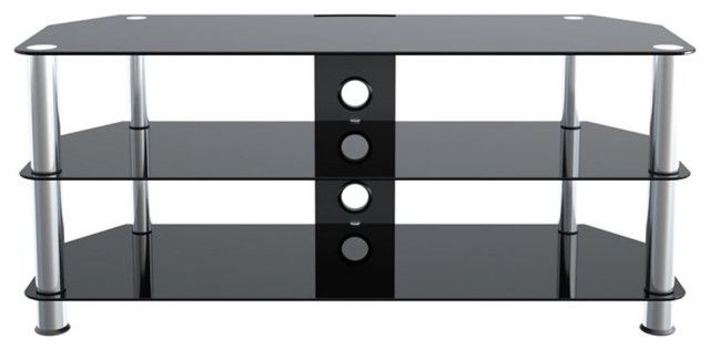 Avf Steel Glass Tv Stand With Cable Management For Up To 55&quot; Tvs In ... within Avf Steel Glass Tv Stand With Cable Management For Up To 55&quot; Tvs In Black/Chrome
