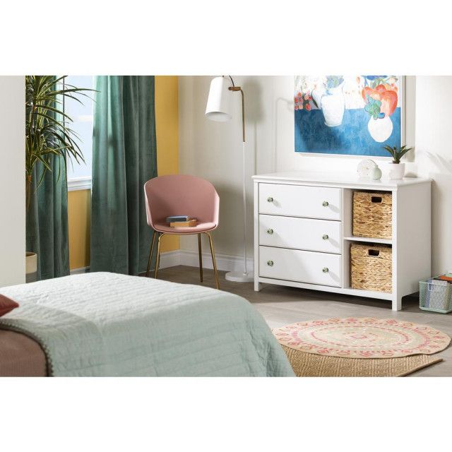 Balka 3-Drawer Dresser With Baskets, Pure White - Transitional ... within Balka 3-Drawer Dresser With Baskets, Pure White