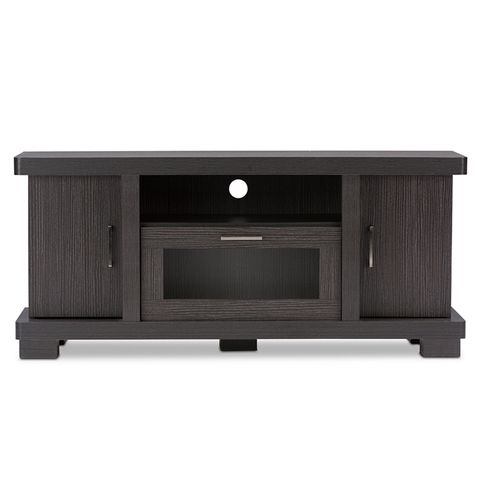 Baxton Studio Viveka 47-Inch Greyish Dark Brown Wood Tv Cabinet With 2 ... intended for Viveka Dark Brown Wood Tv Cabinet With 2 Glass Doors And 2 Doors, 70"