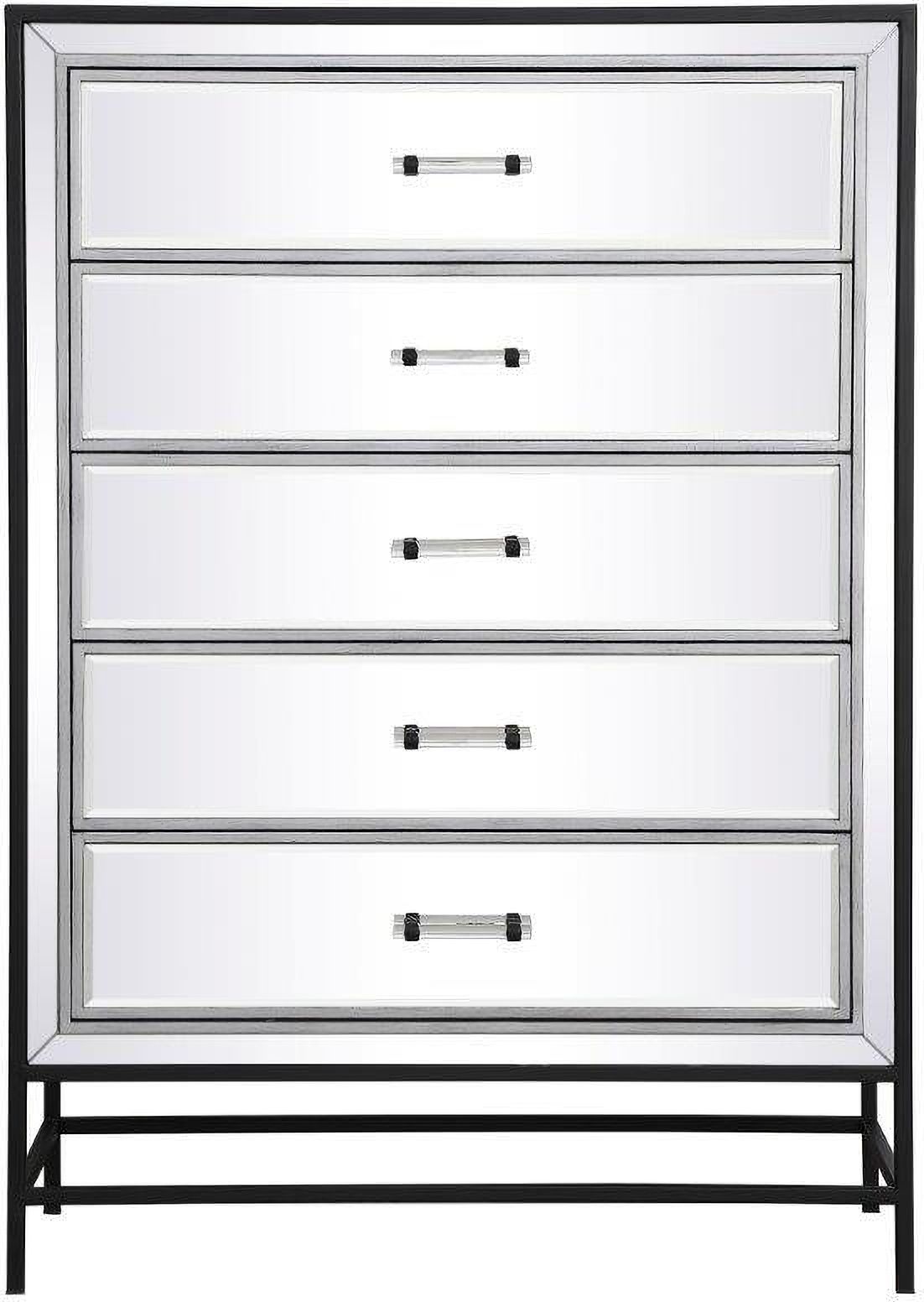 Beau 48 Inch Mirrored 6 Drawers Chest In Black By Elegant Lighting ... intended for Bailee 60&quot; Mirrored 6-Drawer Chest, Black