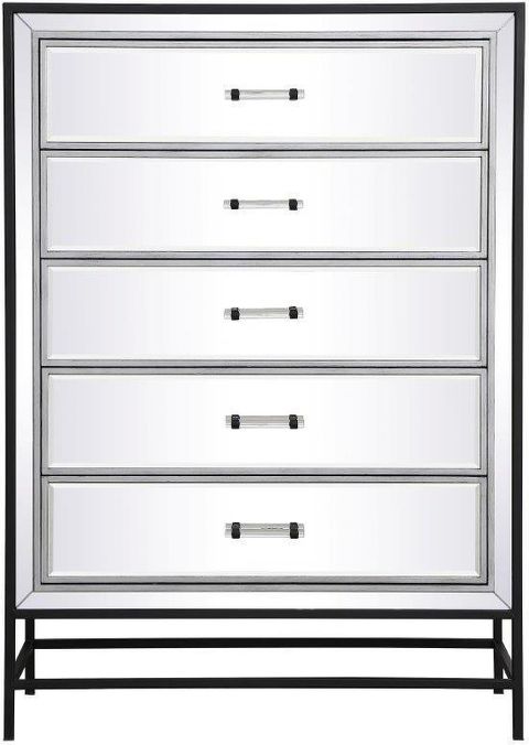 Beau 48 Inch Mirrored 6 Drawers Chest In Black By Elegant Lighting ... intended for Bailee 60" Mirrored 6-Drawer Chest, Black
