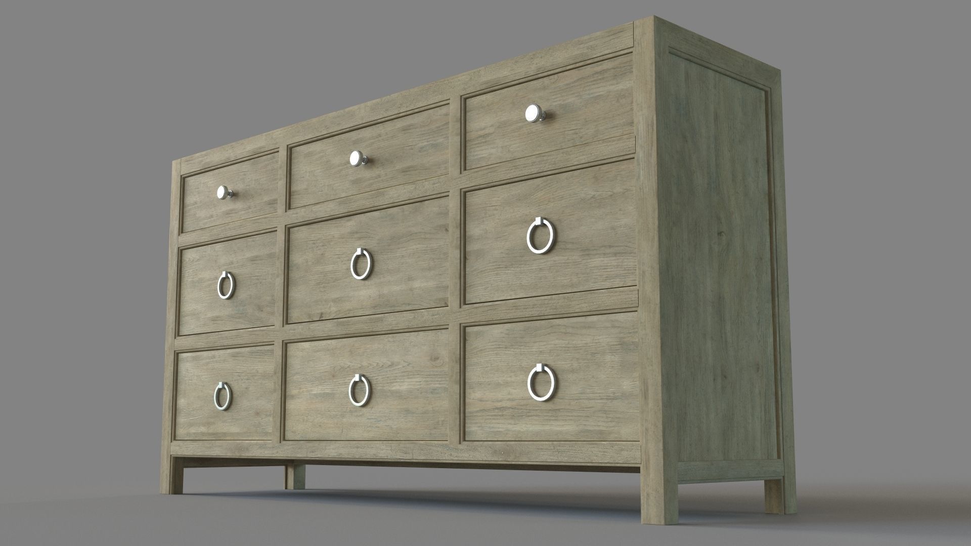 Bedroom Surfrider Nine-Drawer Dresser 3D Model | Cgtrader for Surfrider 6-Drawer Chest
