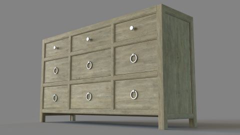 Bedroom Surfrider Nine-Drawer Dresser 3D Model | Cgtrader for Surfrider 6-Drawer Chest