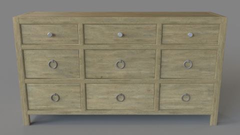 Bedroom Surfrider Nine-Drawer Dresser 3D Model | Cgtrader inside Surfrider 6-Drawer Chest
