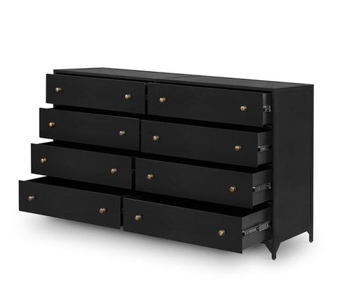 Belmont 8 Drawer Metal Dresser In Black (104448-002) By Four Hands regarding Black Dresser Trends in Modern Home Interiors