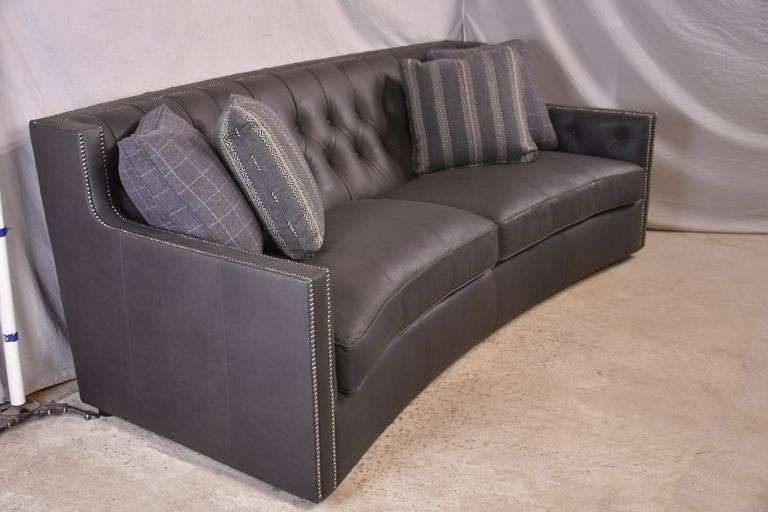 Bernhardt &quot;Candace&quot; Curved Tufted Leather Sofa With Silver Nail Head ... intended for Discovering the Timeless Elegance of Bernhardt Candace Fabric Sofas