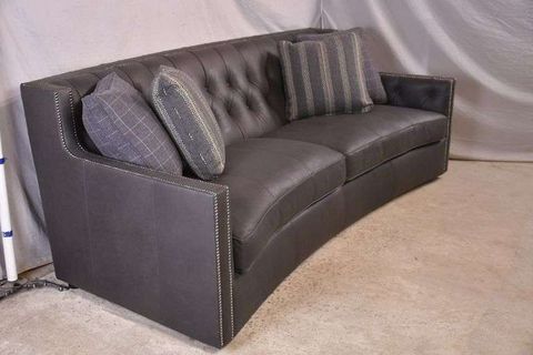 Bernhardt "Candace" Curved Tufted Leather Sofa With Silver Nail Head ... intended for Discovering the Timeless Elegance of Bernhardt Candace Fabric Sofas