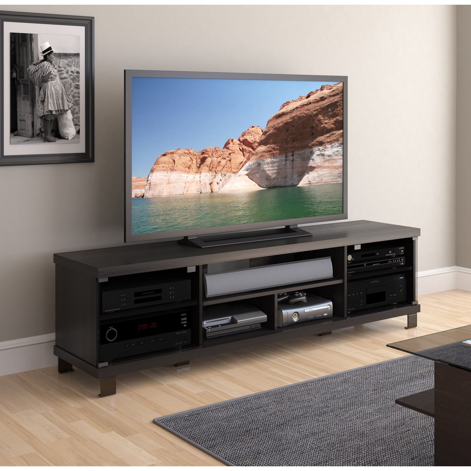 Best 20+ Of Sonax Tv Stands with Holland 71&quot; Extra Wide Tv And Component Bench, Ravenwood Black