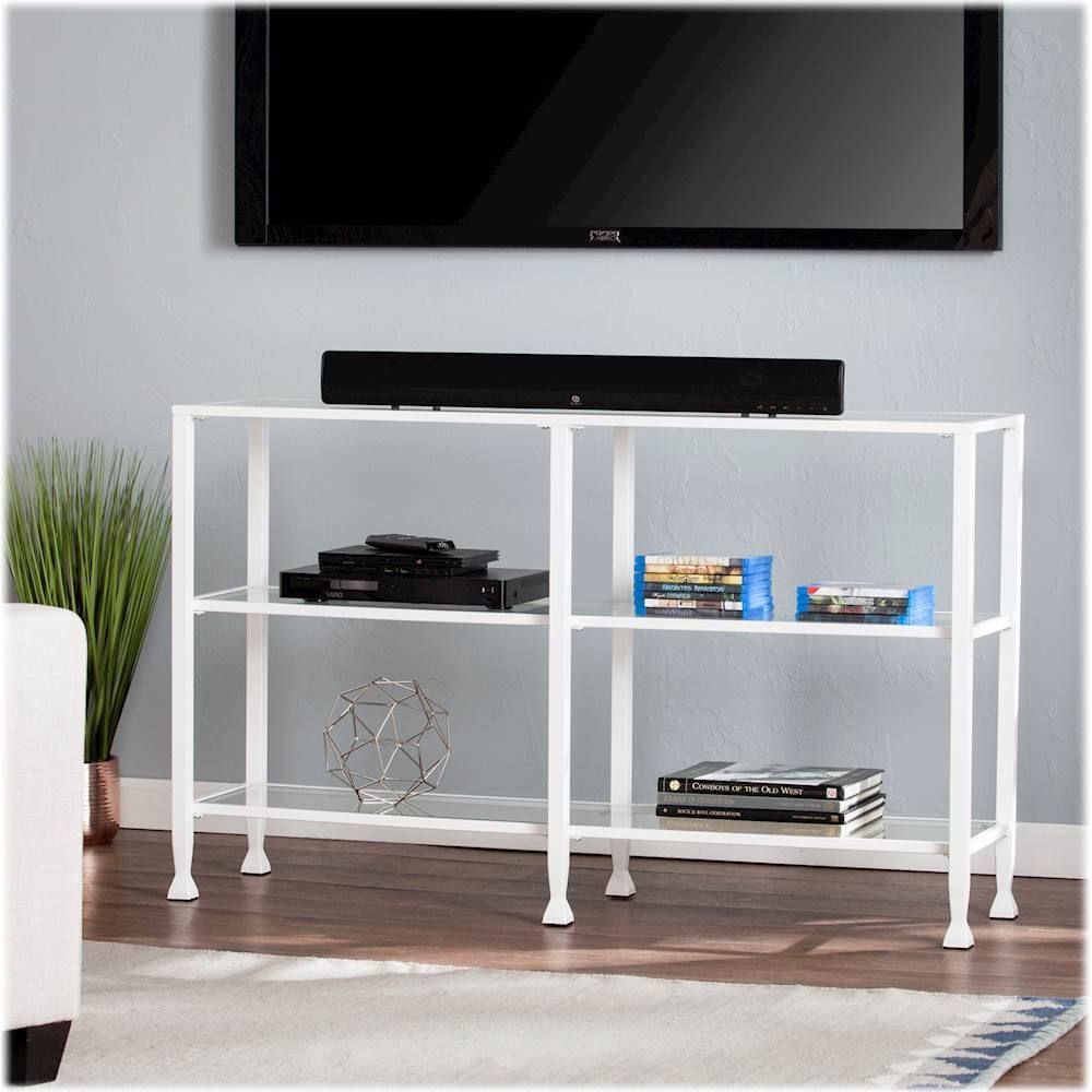 Best Buy: Sei Jaymes Metal/Glass 3-Tier Console Table Crisp White Cm4771 regarding The Art of Styling a Silver Jaymes Console Table for Modern Living