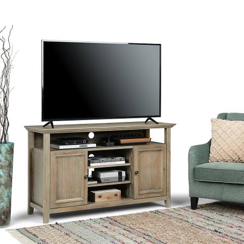 Best Buy: Simpli Home Amherst Solid Wood 54 Inch Wide Transitional Tv ... for Styling Your Amherst TV Stand for a Transitional Aesthetic